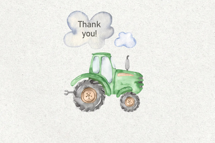 Watercolor harvest tractor Clipart, cards, pattern 9.jpg