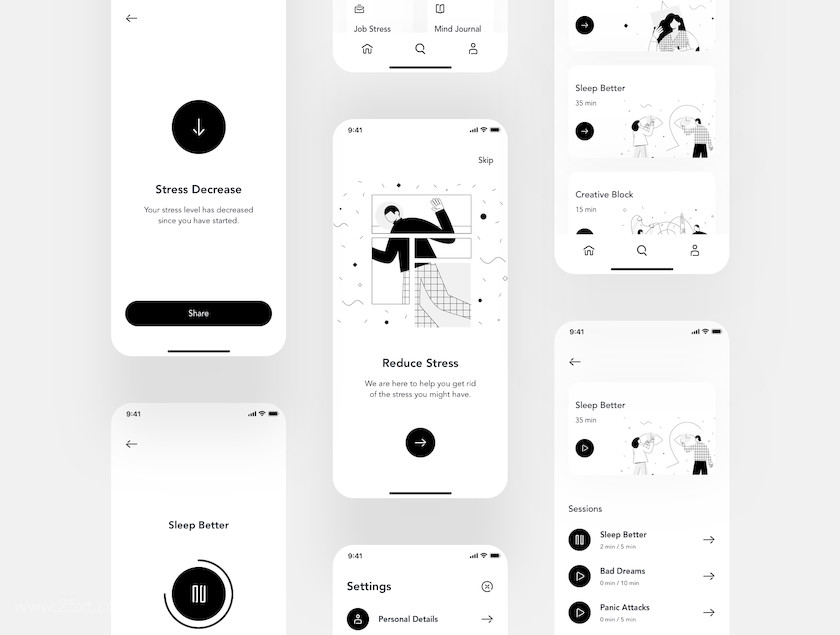 25xt-483747 Relax.io 1.0 - Meditation App UI Kit2.jpg