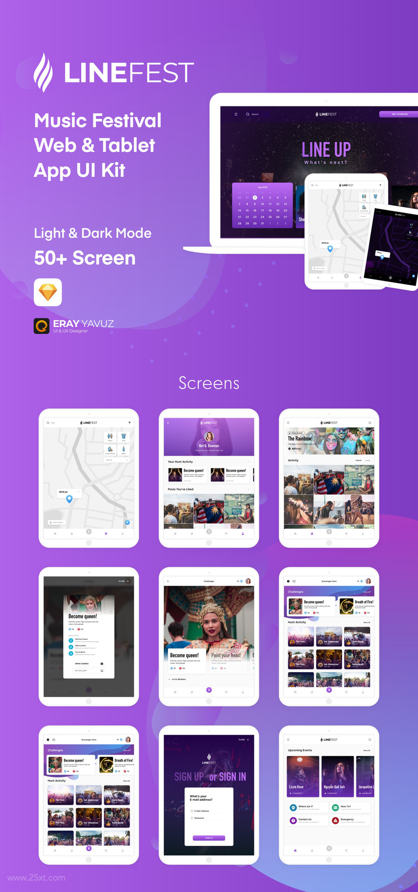 25xt-484699 LineFest - Music Festival Web & Tablet App UI Kit1.jpg