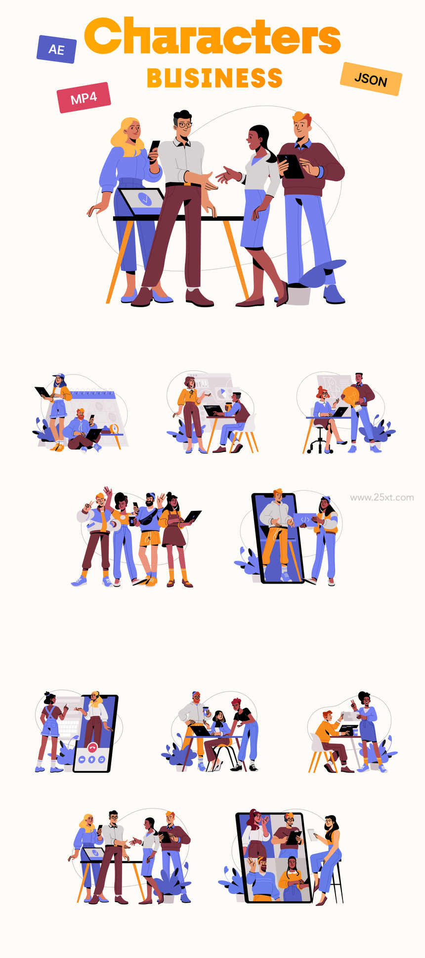 25xt-485365-Business Characters Animated Illustartion Pack