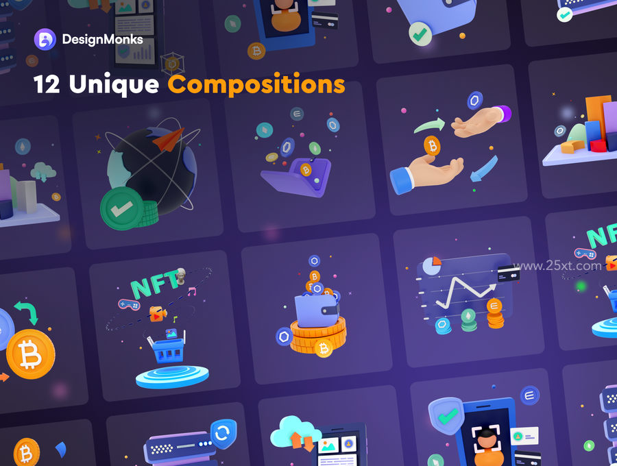 25xt-166091-Crypto Currency 3D compositions and icon set3.jpg